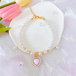 Dog Collars Wholesale Cat Collar Pearl Necklace Pet And Jewellery Love Diamond Products For Birthday Gift Accessories