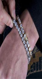 14K Gold Plated 5MM Micro Pave Cubic Zirconia Tennis Bracelets with Clasp Lock 7inch 8inch Shiny Diamonds hip hop bracelet Fashion2647642