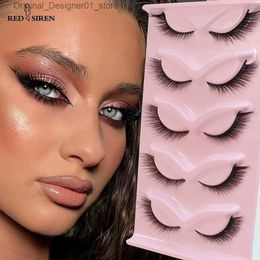 False Eyelashes RED SIREN Cat Eye Lashes 5 Pairs Winged Wispy Natural False Eyelashes Makeup Fox Eye Faux Mink Eyelashes Q240117