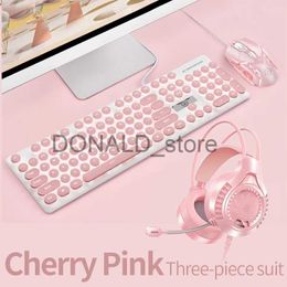 Keyboards Three-piece Set Punk Gaming Keyboard and Mouse Earphone Set Luminous Keyboards 3200 DPI Mice Headset Combos Computer Accessories J240117