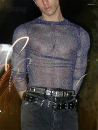 Men's T Shirts Party Fashion Mesh Tops Men Slim Fit Sexy See Through Shirt Streetwear 2024 Spring Gays Clubwear Transparent Designer
