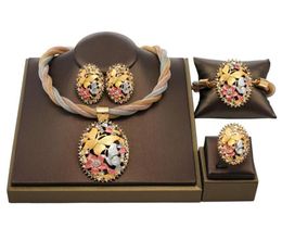 Earrings Necklace Dubai Gold Colourful Designer Jewellery Set Nigerian Wedding Fashion African Woman Costume Whole3580853