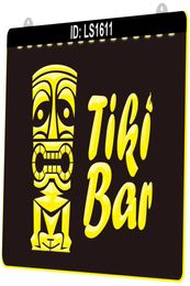 LS1611 Tiki Bar Mask Pub Club 3D Engraving LED Light Sign Whole Retail7776142