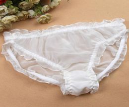 Whole Summer Pure Silk Ruffle See Through Transparent Panties Women Underwear Briefs Size M2XL3826876