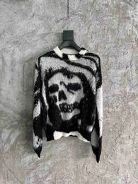 Mens Sweaters Mens Designer Sweaters Men Clothing Knit Shirt Neck Pullover Cashmere Long Slim Fit Coats Single Row Buckle Mohair Skull Skeleton Print Wool Mens Sweat