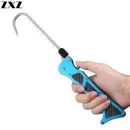 Foldable Outdoor Fish Grip Portable Telescopic Sea Fishing Gaff Stainless Steel Lip Spear Hook Gripper Tackle Accessory Tools T4 240117