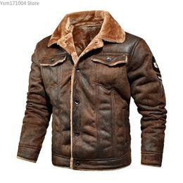 Men's autumn and winter oversized plus velvet thick leather jacket youth fashion PU leather jacket coat size M-4XL 240117