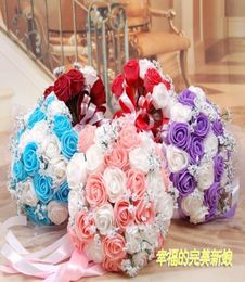 s Beautiful Colourful Artificial Roses Flowers Wedding Bouquet Perfect Wedding Favours Bridal Hand Holding Flowers Cheap DL19436057