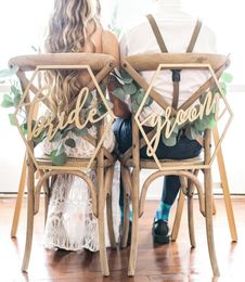 Wood Chair Banner Chair BrideGrooms Sign DIY Wedding Decoration for Engagement Wedding Party Supplies letter chair covers4731676