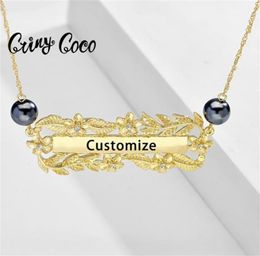 Hawaiian Personalised Custom Name Necklace Pendant Fashion Crystal Pearl Flower Jewellery Necklaces Chain Mother Day039s Gifts23982110