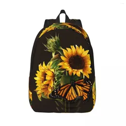 Backpack Sunflower And Butterfly Po Male School Student Female Large Capacity Laptop