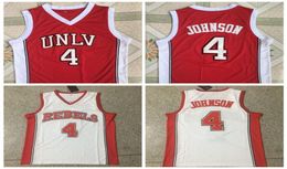 Vintage University of Nevada Las Vegas Larry Johnson College Basketball Jerseys UNLV 4 Red Stitched Shirts SXXL8794349