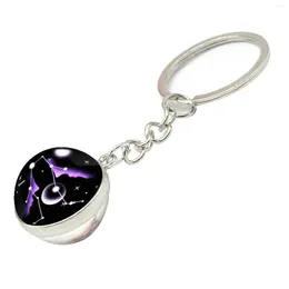 Keychains Birthday Ornament Time Stone Key Ring StarryPendant Gift Valentine Day 12 Constellations Luminous Keychain Chain Fashion