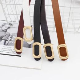 Belts PU Leather Thin Belt For Women Metal Oval Buckle Waist Strap Designer Ladies Trouser Dress Jeans Decoration Waistband