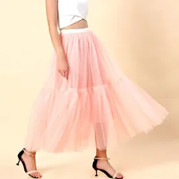 Skirts Women Adult High Wais Underskirt Princess Ballet Tulle Tutu Dance Prom Skirt Party Wedding Elastic Carnival Swing Dresses