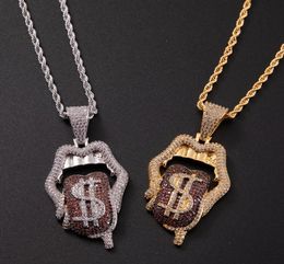 Tongue Lips Pendant In The Cubic With Rope Chain Men Women Hip Hop Necklace Jewellery Gift9972058