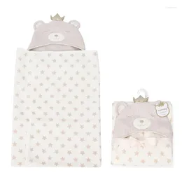 Blankets Born Baby Blanket Cartoon Bear Hooded 75 100cm Kids Sleeping 2 Layer Soft Infant Swaddle Wrap