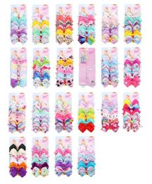 126 Colour 5quot Hair Bow Girl Colourful Print Barrettes Cool Baby Accessories Unicorn Jojo Siwa Bows 6pcsCard Packing7302707