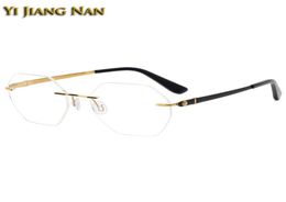 Fashion Sunglasses Frames Women Hexagon Pure Titanium Optical Rimless Eyewear Lightweight Flexible Prescription Glasses Frame Men 8956424