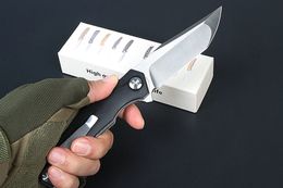 MM7703 Flipper Folding Knife 8Cr14Mov Satin Tanto Blade G10 with Steel Sheet Handle Ball Bearing Fast Open Folder Knives