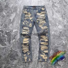 Men's Jeans Washed Damaged Embroidery Patches Vintage Denim Jeans Men Women 1 1 Best Quality Pantsephemeralew