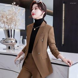 Women's Two Piece Pants Korean Fashion Suits Women Set Elegant Business Formal Buttons Blazer And Pant Outfits Office Ladies Work Wear W30