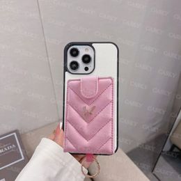 Luxury Phone Case For Apple 13 12 Mini 11 Pro Max Rhombus XR Pink Card Pocket Phones Cases Designer Women Fitted Covers Cellphone Cover