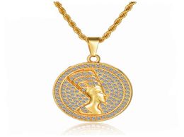 New Explosion Ancient Egyptian Sphinx Pharaoh Head High Hat Pendant Necklace Golden Jewelry African Gift7627562