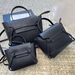 Nano Belt Bag Grained Black Grained Leather Handle Shoulder bag Crossbody Pico Belt Bags Genuine purse Designer Luxury woman Flap handbag Wallet Lady totes