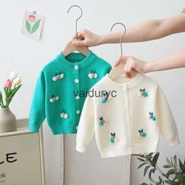 Pullover Kids Girls Cardigan Sweater Coats Fashion Print Knitted Girl Children's Outerwear Clothing For Girls Spring Autumn Clothes 1-5Y H240508