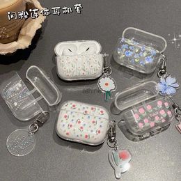 Cell Phone Cases Soft Case for AirPods 1 2 3 Pro 2 Transparent Glitter Earphone Case for AirPod Korean Fresh Flower Keychain Charging Box Cover YQ240117