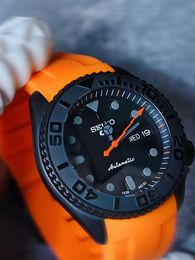 Wristwatches Orange Strap Watch Hand SEIKOMOD Mechanical Customise Men Diver Stainless Steel Case