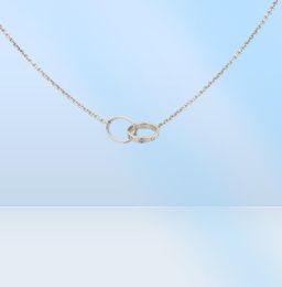 New Classic Design Double Loop Charms Pendant Love Necklace for Women Girls 316L Titanium Steel Wedding Jewellery Collares Collier7227767