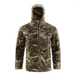 Hunting Jackets Winter Hiking Men's Fleece Warm Windproof Hooded Coats Outdoor Camping Jacket Army Tactical Camo Clothes