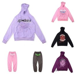 spider hoodie designer Young Thug 555555 Men Women sp5der Hoodie fashion High Quality Foam Print Spider Web Graphic Pink Sweatshirts Pullovers S-2XL spider 405