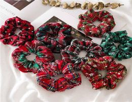 9 color Chriatmas Women Girls Cloth Elastic Ring Hair Ties Accessories Ponytail Holder Snowflake Hairbands Rubber Band Scrunchies3808036