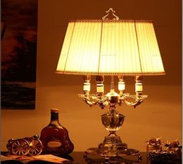 European LED Crystal Table Lamps Modern Fabric Lampshade Desk Lights Living Room Bedside Lamps Interior Reading Decor Fixtures9293791