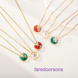 Top Quality Carter Designer Necklace online store diamond inlaid white red agate peacock stone small round cake safety buckle With Original Box