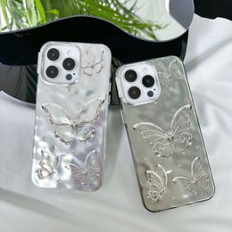 Metal Design Butterfly Phone Case For Iphone 14 11 12 13 15 Pro MAX Plus Plating Protect Cover Cases 30pcs