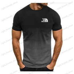Men's T-Shirts Summer Men's T Shirt o collar Men's T Shirt 3d Fashion Short sleeve top Gradient oversized shirt Retro T shirt for men and women T240117