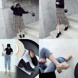 Women Dress Shoes Autumn Winter Women's Korean Fashion Leather Small British Style Coarse Heels Short Boots Frosted