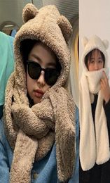 Scarves Jenny039s Same Bear Ear Autumn And Winter Protection Hat Scarf Imitation Cashmere Cold Proof Warm Keeping6471790