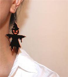 New Halloween Demon Scarecrow Earrings for Women Black Acrylic Pumpkin Drop Earring Trendy Jewellery Girl Accessories4412862