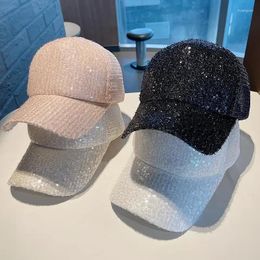 Ball Caps Crystal Silk Small Sequin Baseball Net Cap Women's Korean Style Fashion Sun Hat Sunshade Duck Gorra De Beisbol Drop