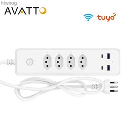 Power Cable Plug AVATTO Brazil WiFi Smart Power Strip with 4 Outlets 2*Type-C 2*USB Ports1.4m Extension Cord Voice works with Alexa Google Home YQ240117