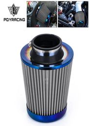 Burnt Blue 3quot 76mm Power Intake High Flow Cold Air Intake Filter Cleaner Racing Car Air Filter Universal PQYAIT273996458