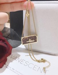 Fashion Womens Design Necklace Faux Leather 18K Gold Plated Stainless Steel Necklaces Choker Chain Letter Pendant Wedding Jewellery 8753528