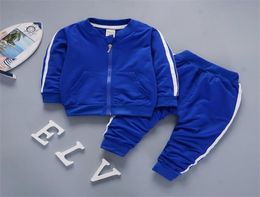 Boys Clothes Casual Children Clothing Set Spring Autumn Zipper Leisure Sports Suit Jacket Pants Kids Bebes Jogging Suits Y07052105269