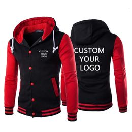 Custom Men Hoodies Jacket Spring Autumn Long Sleeve Slim Fit Casual Sportwear Outdoor Tops Coat Black White Red Yellow 240116