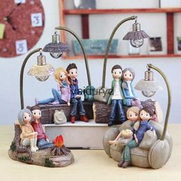 Decorative Objects Figurines 1PCS Couple Character Ornaments With LED Light Resin Crafts For Home Garden Decor Creative Boys And Girls Night Lampvaiduryd